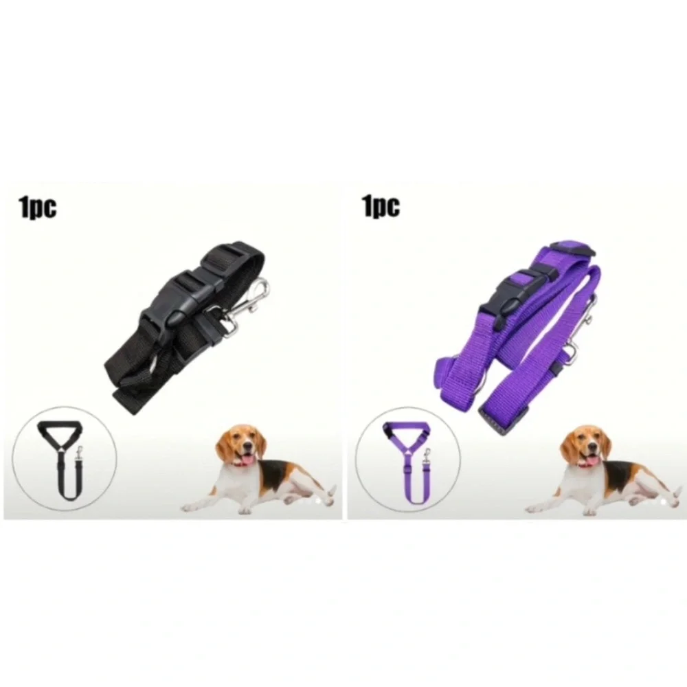Dog Adjustable Car Tether Safety Seat Belt Leash - Purple